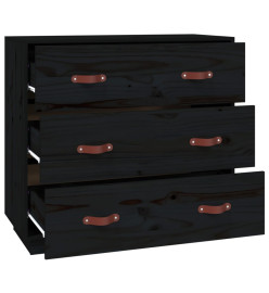 Buffet Noir 80x40x75 cm Bois massif de pin