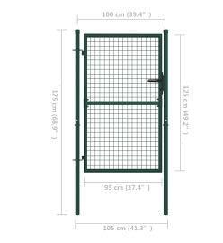Portail de clôture acier 100x125 cm vert