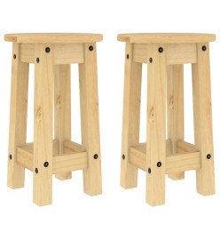 Tabourets de bar lot de 2 bois massif de pin