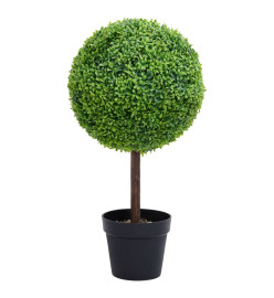 Plante de buis artificiel avec pot Forme de boule Vert 71 cm