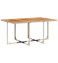 Ensemble à manger de jardin et coussins 7 pcs beige poly rotin