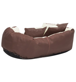 Coussin réversible lavable de chien Marron et crème 65x50x20 cm