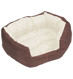 Coussin réversible lavable de chien Marron et crème 65x50x20 cm