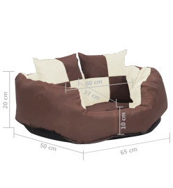 Coussin réversible lavable de chien Marron et crème 65x50x20 cm