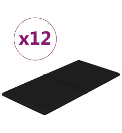 Panneaux muraux 12 pcs Noir 60x30 cm Tissu 2,16 m²