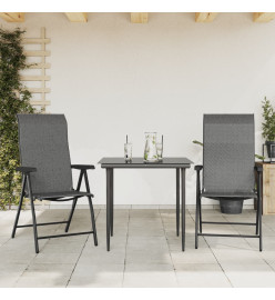 Chaises pliables de jardin 2 pcs gris résine tressée