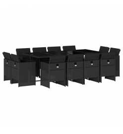 Ensemble à manger de jardin 13 pcs coussins noir résine tressée