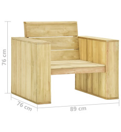 Salon de jardin 3 pcs avec coussins bois de pin imprégné