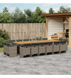 Ensemble à manger de jardin 17 pcs et coussins résine tressée