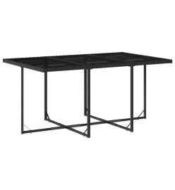 Ensemble à manger de jardin coussins 7pcs Noir Résine tressée