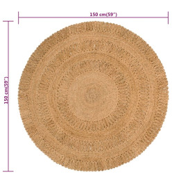 Tapis Jute tressé à la main 150 cm Rond