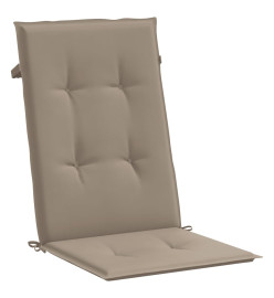 Coussins de chaise de jardin dossier haut lot de 2 taupe tissu