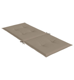 Coussins de chaise de jardin dossier haut lot de 2 taupe tissu