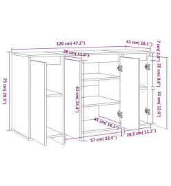 Buffet blanc 120x41x75 cm bois d'ingénierie