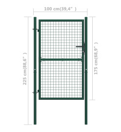 Portail de clôture acier 100x175 cm vert