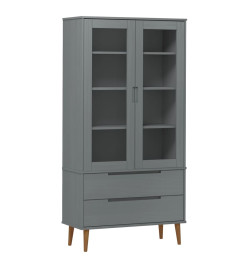 Armoire à vitrine MOLDE Gris 90x35x175 cm Bois de pin massif