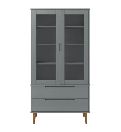 Armoire à vitrine MOLDE Gris 90x35x175 cm Bois de pin massif