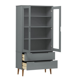 Armoire à vitrine MOLDE Gris 90x35x175 cm Bois de pin massif