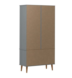 Armoire à vitrine MOLDE Gris 90x35x175 cm Bois de pin massif