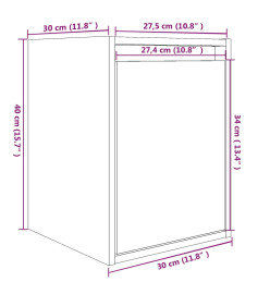 Armoire murale Noir 30x30x40 cm Bois de pin massif