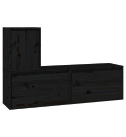 Meubles TV 3 pcs Noir Bois massif de pin