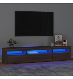 Meuble TV avec lumières LED Chêne marron 195x35x40 cm