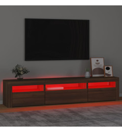 Meuble TV avec lumières LED Chêne marron 195x35x40 cm