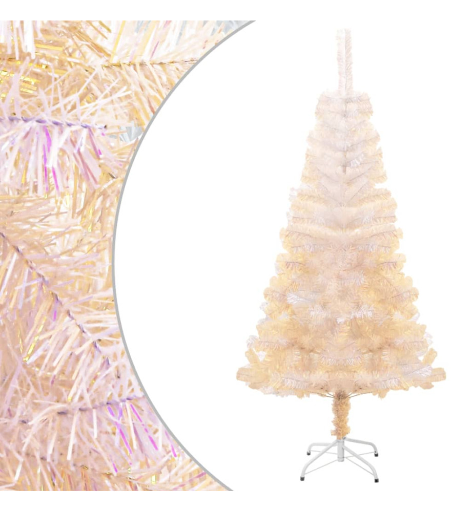 Sapin de Noël artificiel pointes iridescentes Blanc 150 cm PVC