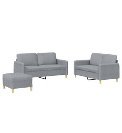 Ensemble de canapés 3 pcs avec coussins Gris clair Tissu