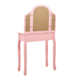 Coiffeuse et tabouret Rose 65x36x128 cm Bois de paulownia MDF