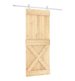 Porte coulissante et kit de quincaillerie 85x210 cm pin massif