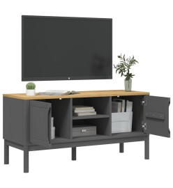 Meuble TV FLORO gris 114x43x55 cm bois massif de pin