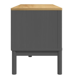 Meuble TV FLORO gris 114x43x55 cm bois massif de pin