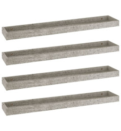 Étagères murales Loggia 4 pcs Gris béton 80x15x4 cm MDF