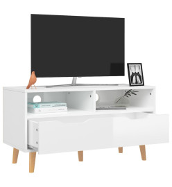 Meuble TV Blanc brillant 90x40x48,5 cm Aggloméré