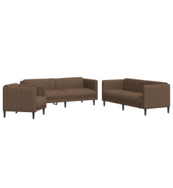 Ensemble de canapés 3 pcs marron tissu