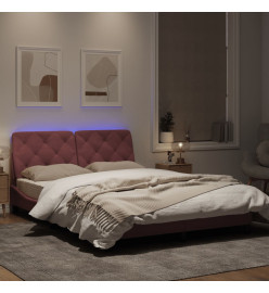 Cadre de lit avec lumières LED rose 120x200 cm velours