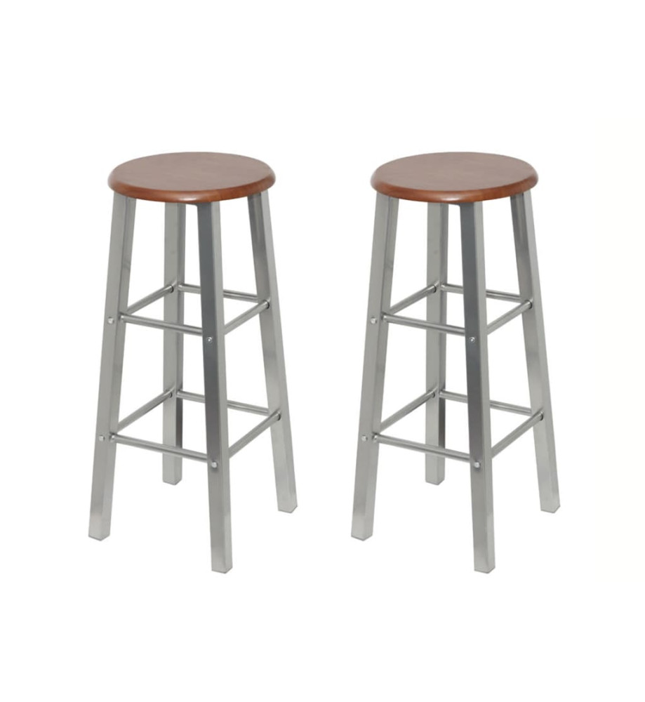 Tabouret de bar lot de 2 métal avec siège en MDF