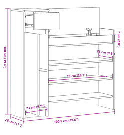 Armoire à chaussures chêne marron bois d’ingénierie