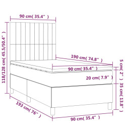 Lit à sommier tapissier et matelas Gris foncé 90x190 cm Tissu