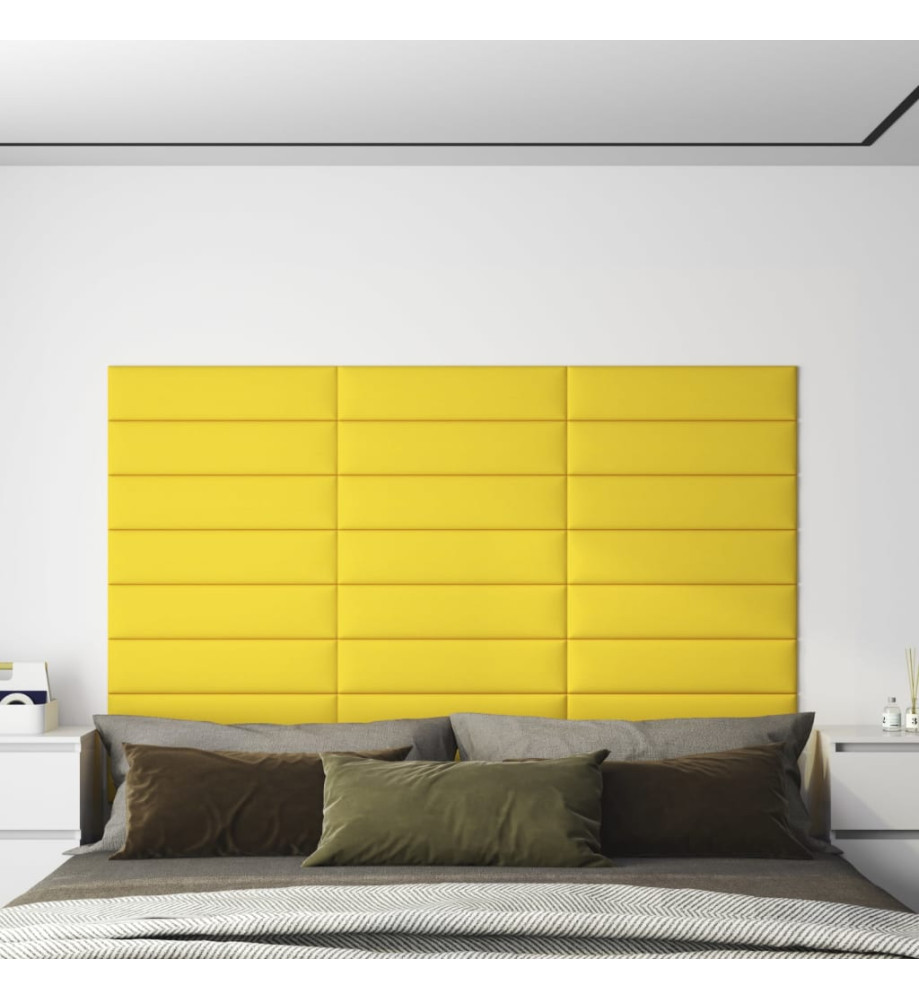 Panneaux muraux 12 pcs Jaune clair 60x15 cm Tissu 1,08 m²