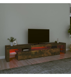 Meuble TV avec lumières LED Chêne fumé 215x36,5x40 cm