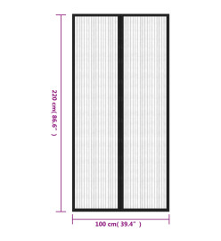 Rideaux de porte anti-insectes 2 pcs et aimants noir 220x100 cm