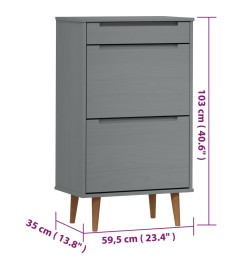 Armoire à chaussures MOLDE Gris 59,5x35x103 cm Bois de pin