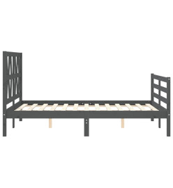Cadre de lit avec tête de lit gris 120x200 cm bois massif