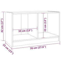 Meuble TV Gris 70x33x42 cm Bois de pin massif