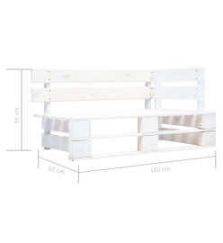 Salon de jardin palette 4 pcs et coussins Pin imprégné de blanc
