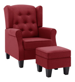 Fauteuil avec repose-pied Rouge bordeaux Tissu