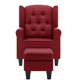 Fauteuil avec repose-pied Rouge bordeaux Tissu