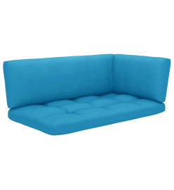 Salon de jardin palette 4 pcs et coussins pin imprégné de blanc